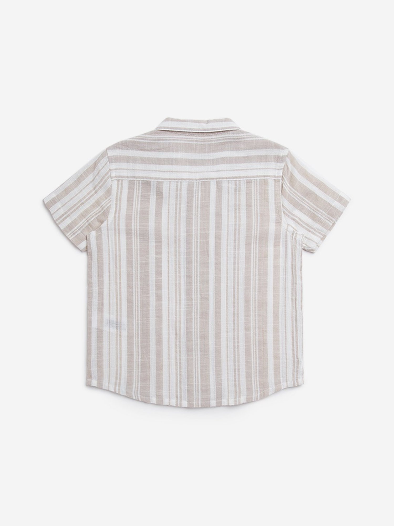 HOP Kids by Westside Taupe Striped Resort-Fit Cotton Shirt