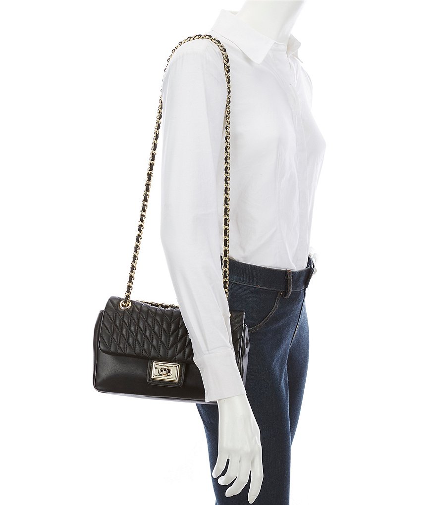 KARL LAGERFELD PARIS Agyness Quilted Leather Chain Strap Crossbody Bag