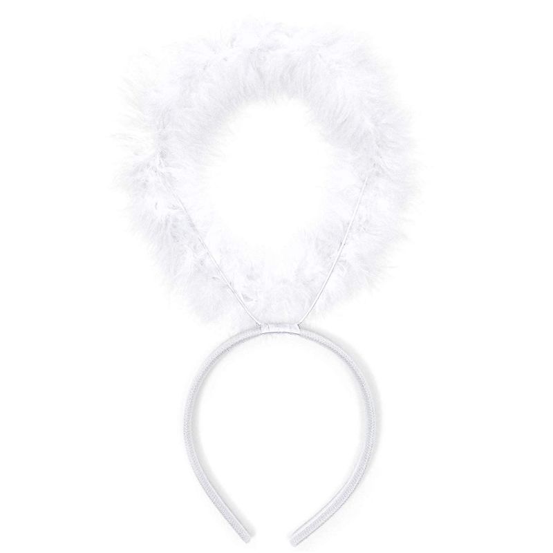 Blue Panda 2-Pack Kids White Angel Wings, Feather Halo Headband Costume for Cosplay & Halloween Party Supplies