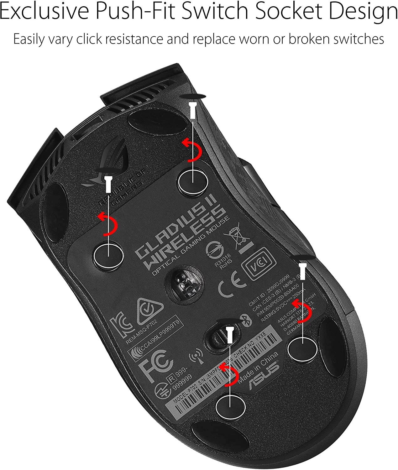 ASUS Wireless Optical Gaming Mouse for PC - ROG Gladius II | Right-Hand Grip | 12000 DPI Optical Sensor 400 IPS Omron Switches | 6 Programmable Buttons | Aura Sync RGB Lighting ROG Armoury II