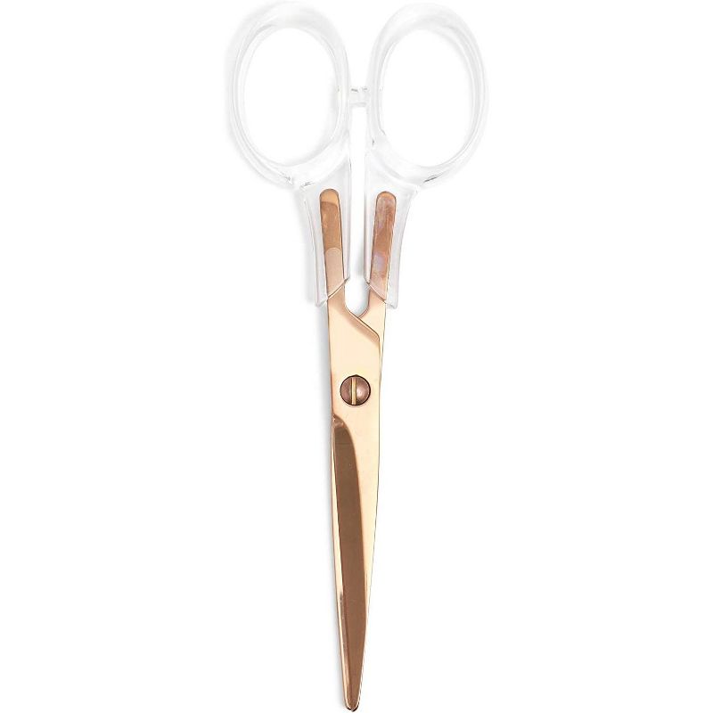 Paper Junkie Set of 2 Rose Gold Stationery: Scissor with Clear Acrylic Handle & Staple Remover