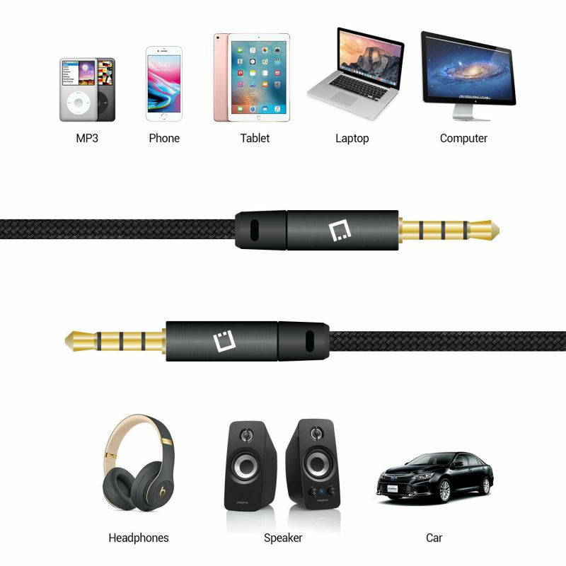 Cellet 6FT Male to Male 3.5mm Premium Anti-Tangle Nylon Braided Aux Audio Cable