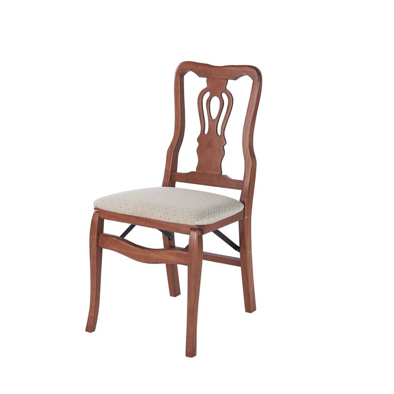 2pc Queen Anne Folding Chairs Cherry - Stakmore