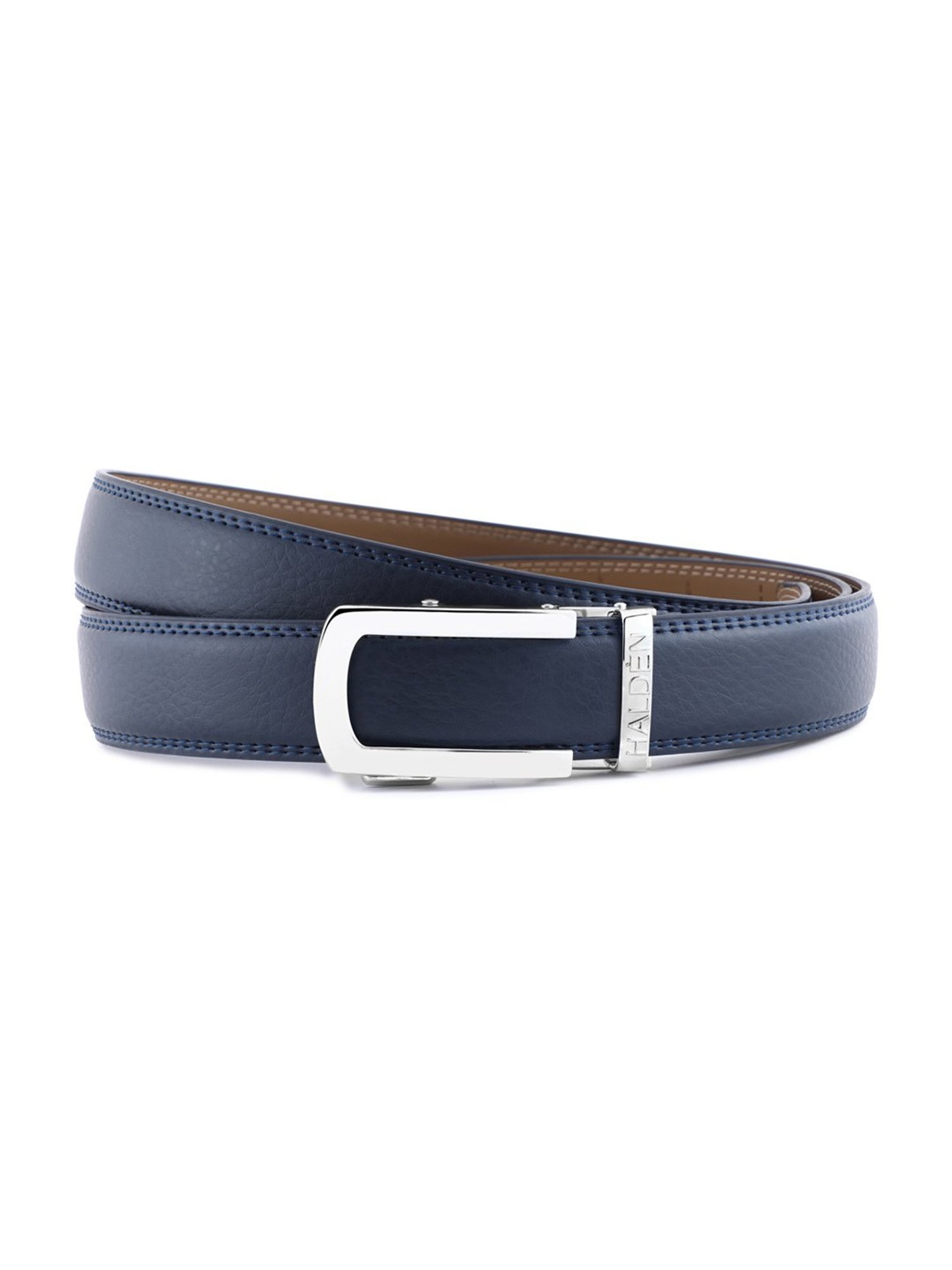 Halden Blue Falcon Formal Belt With Classic Silver Glossy Buckle