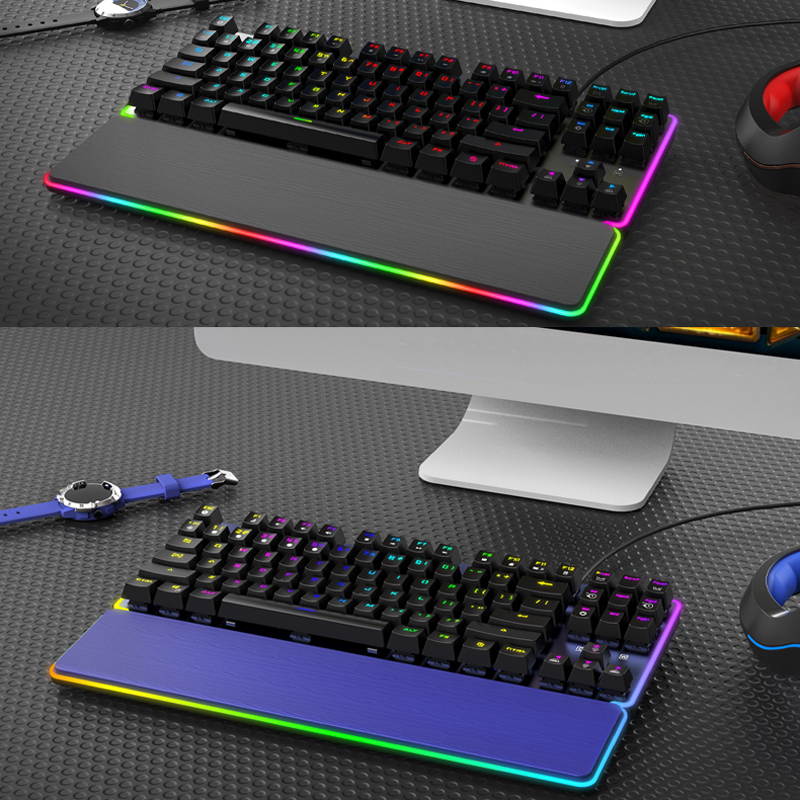 Gaming Mechanical Keyboard 87 keys OUTEMU Magnetic Hand Rest Wired Keyboard Anti-ghosting RGB/ Mix Backlit For Gamer PC Laptop