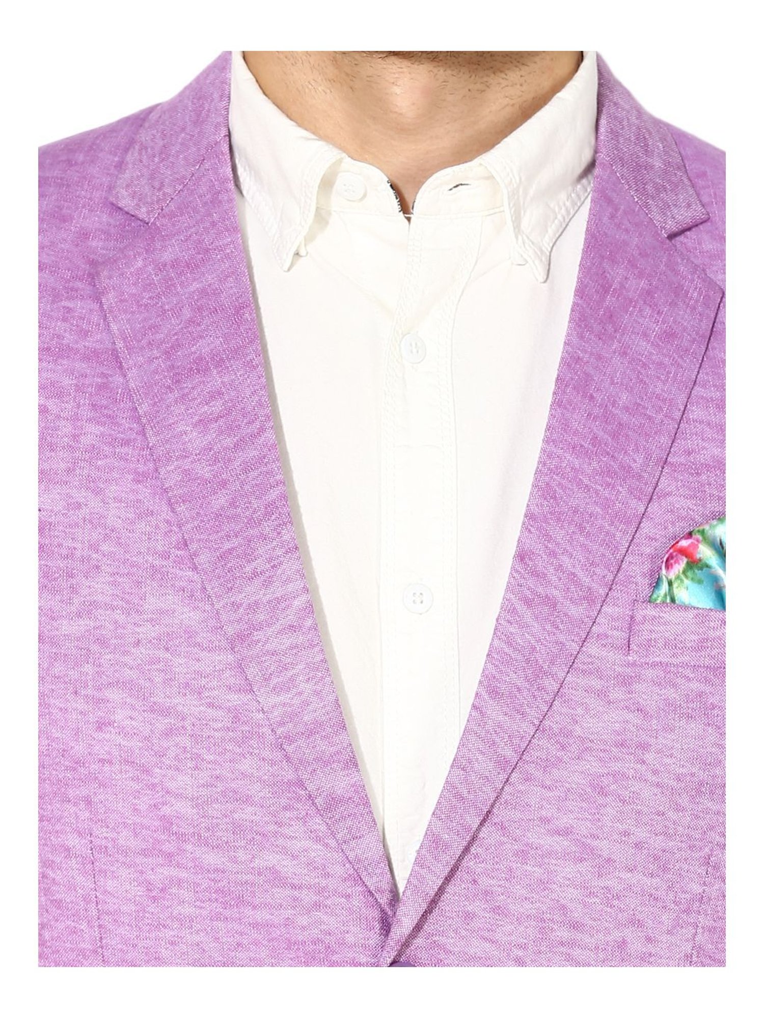 Hang Up Purple Linen Regular Fit Self Pattern Blazer
