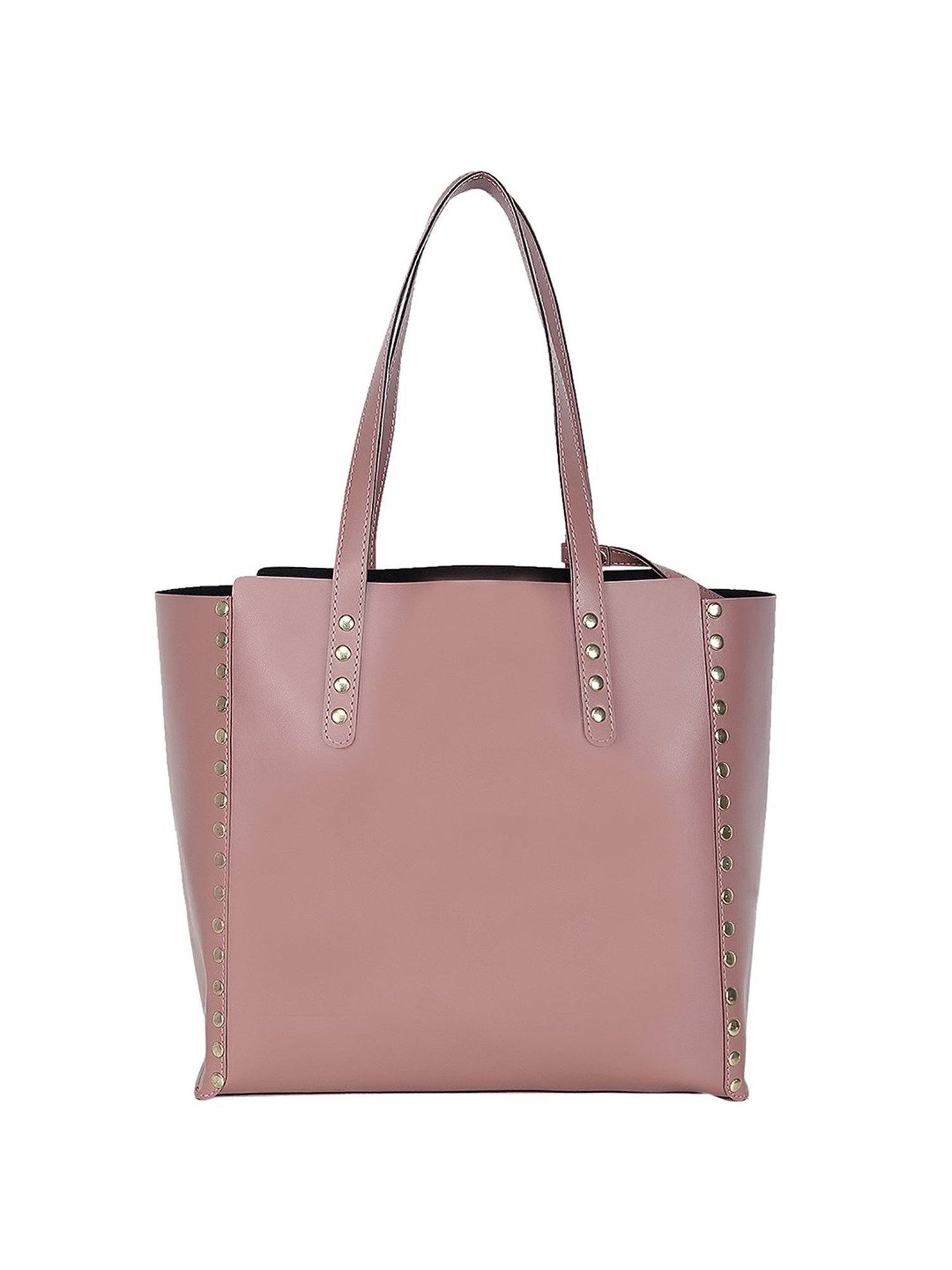 Yelloe Peach Embellished Large Tote Handbag with Pouch