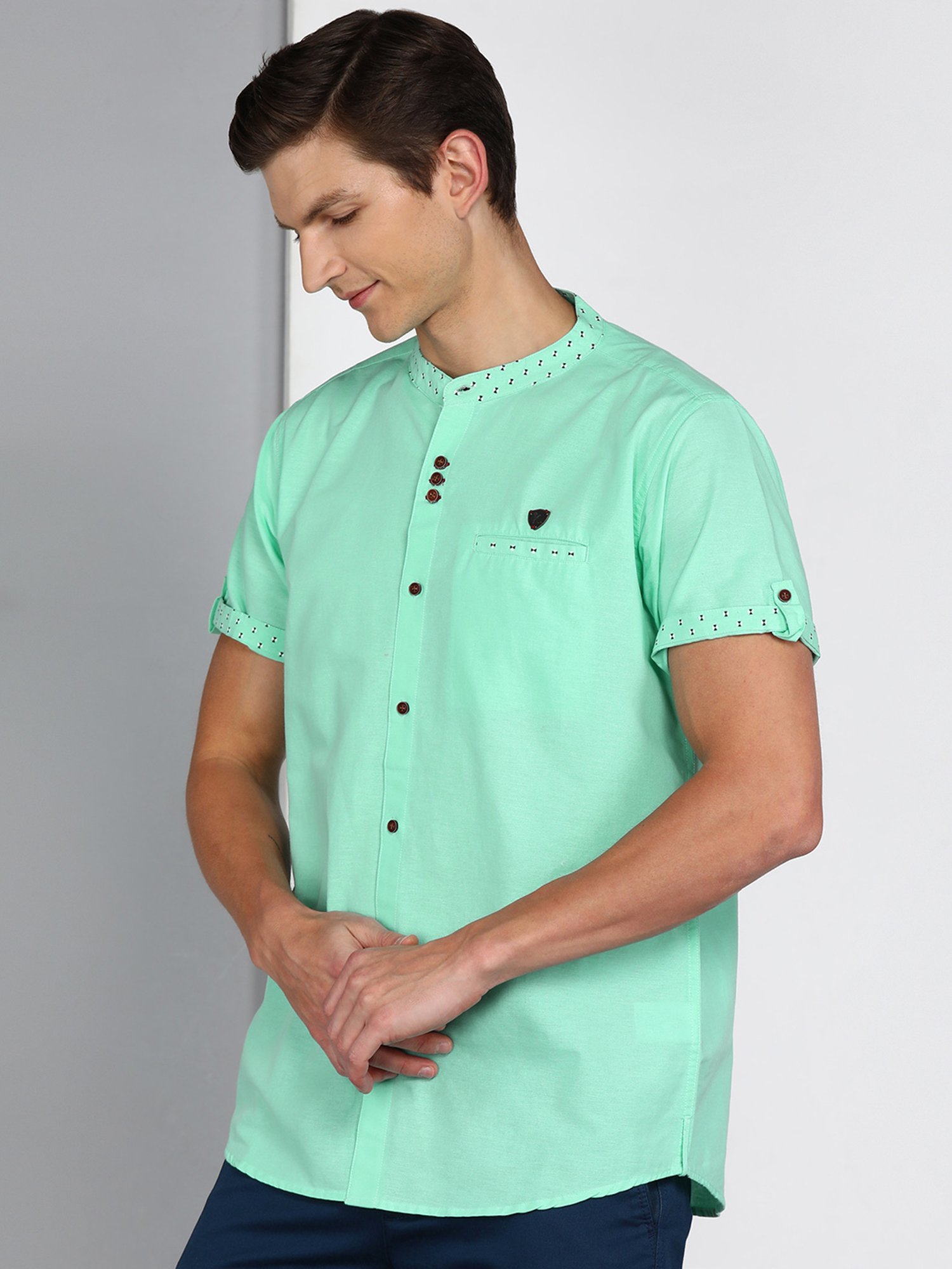 Kuons Avenue Mint Green Slim Fit Shirt