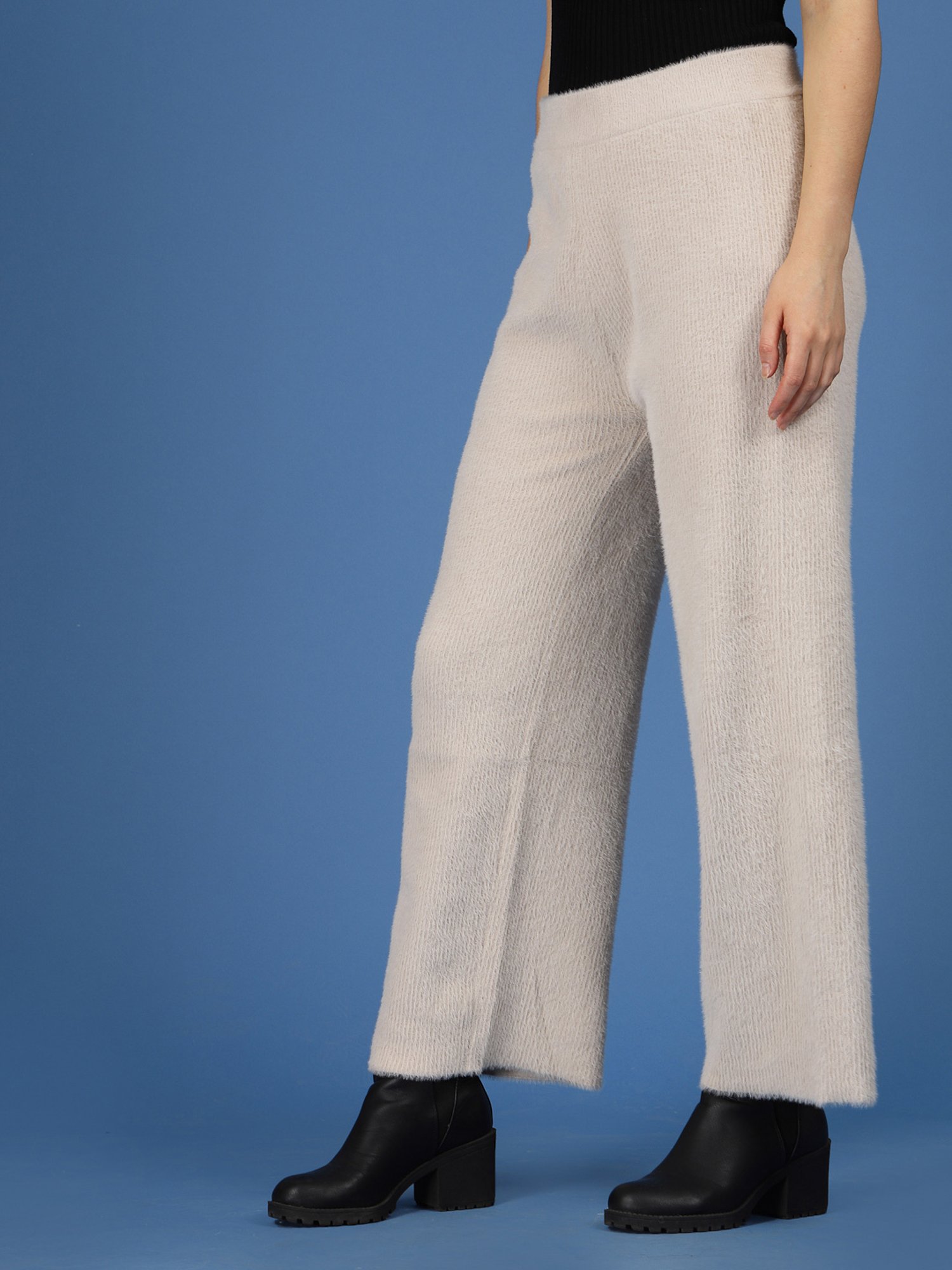 Mafadeny Beige Regular Fit Mid Rise Palazzos