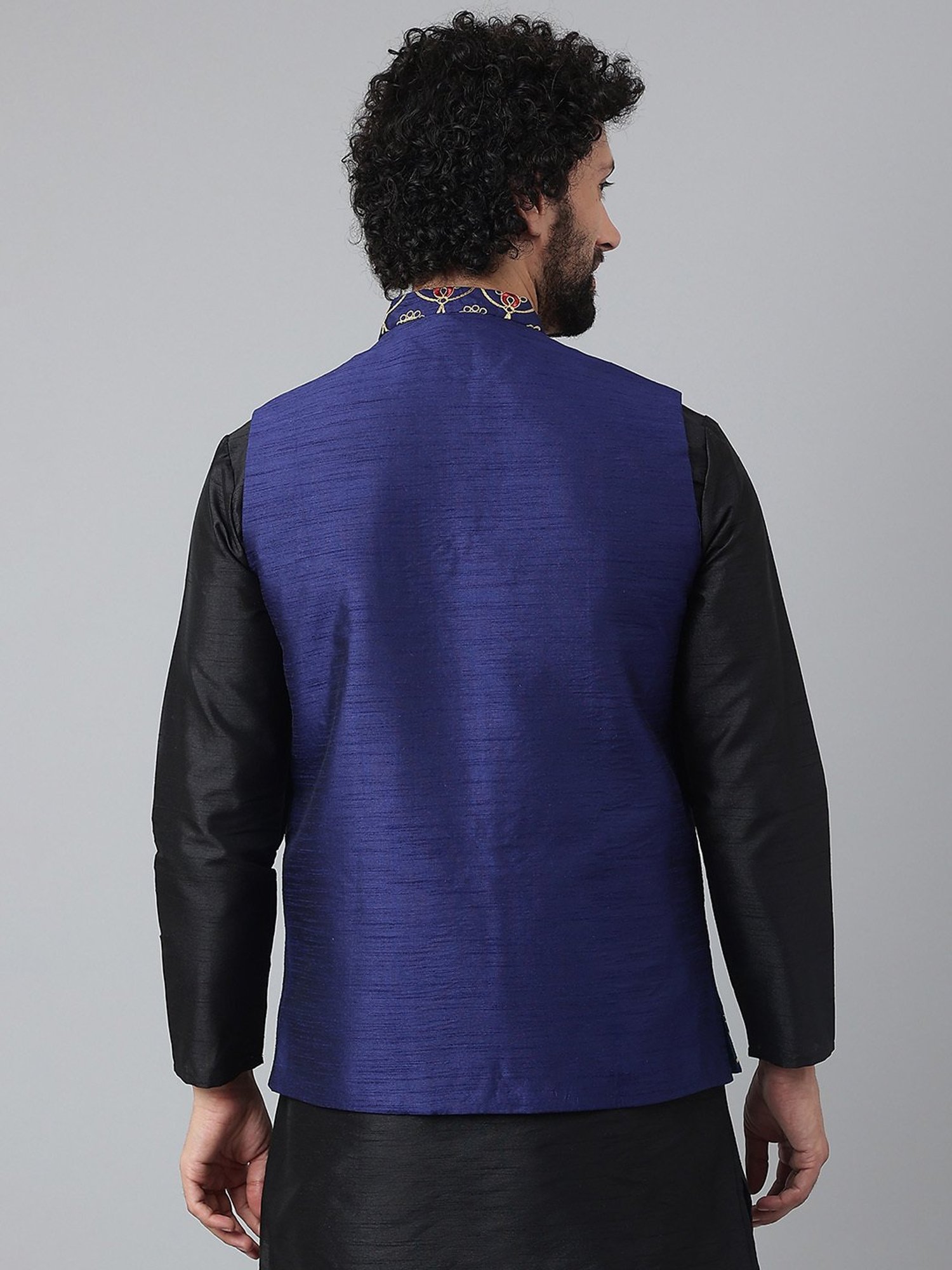 Hangup Royal Blue Mandarin Collar Nehru Jacket
