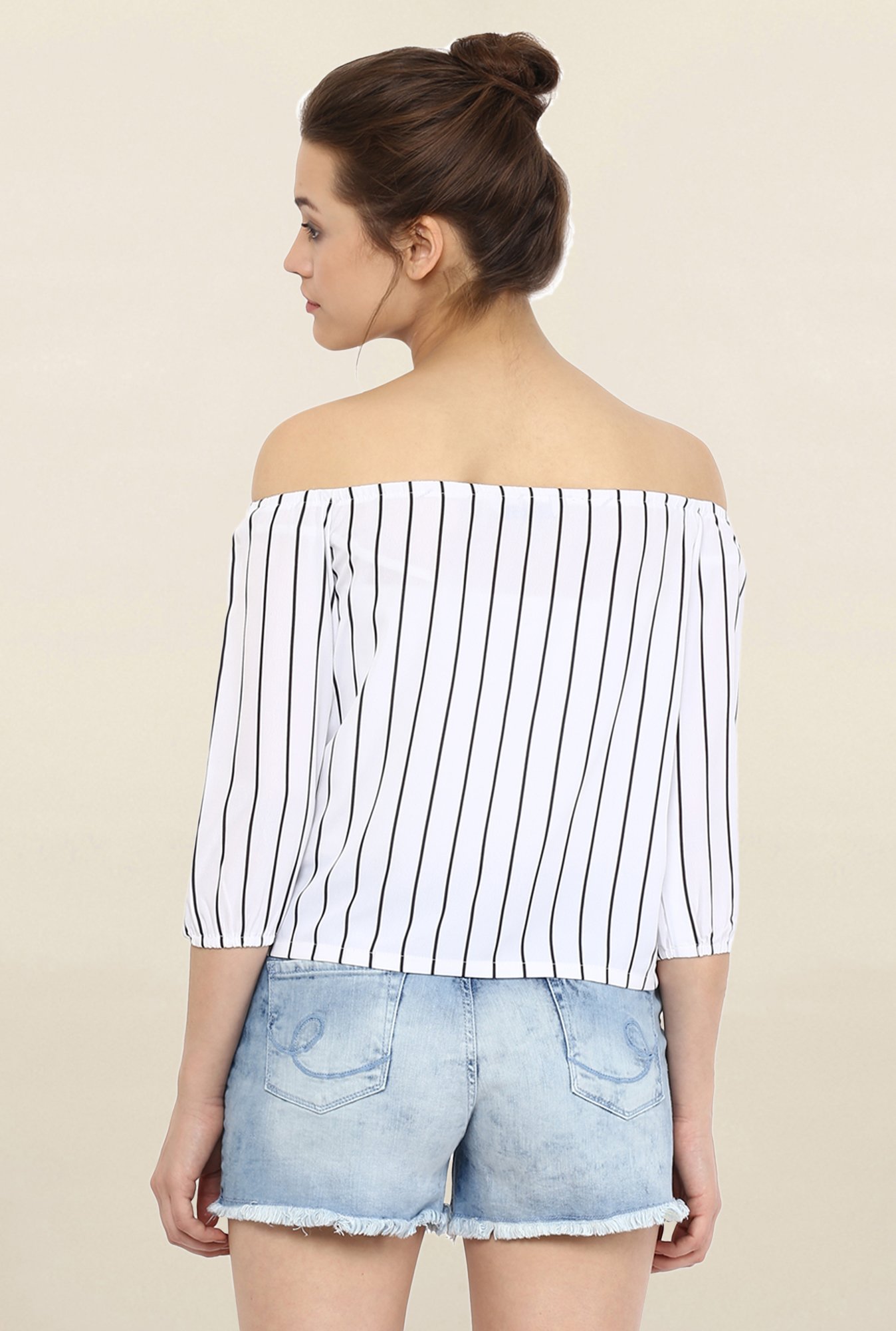 Miss Chase White Striped Top