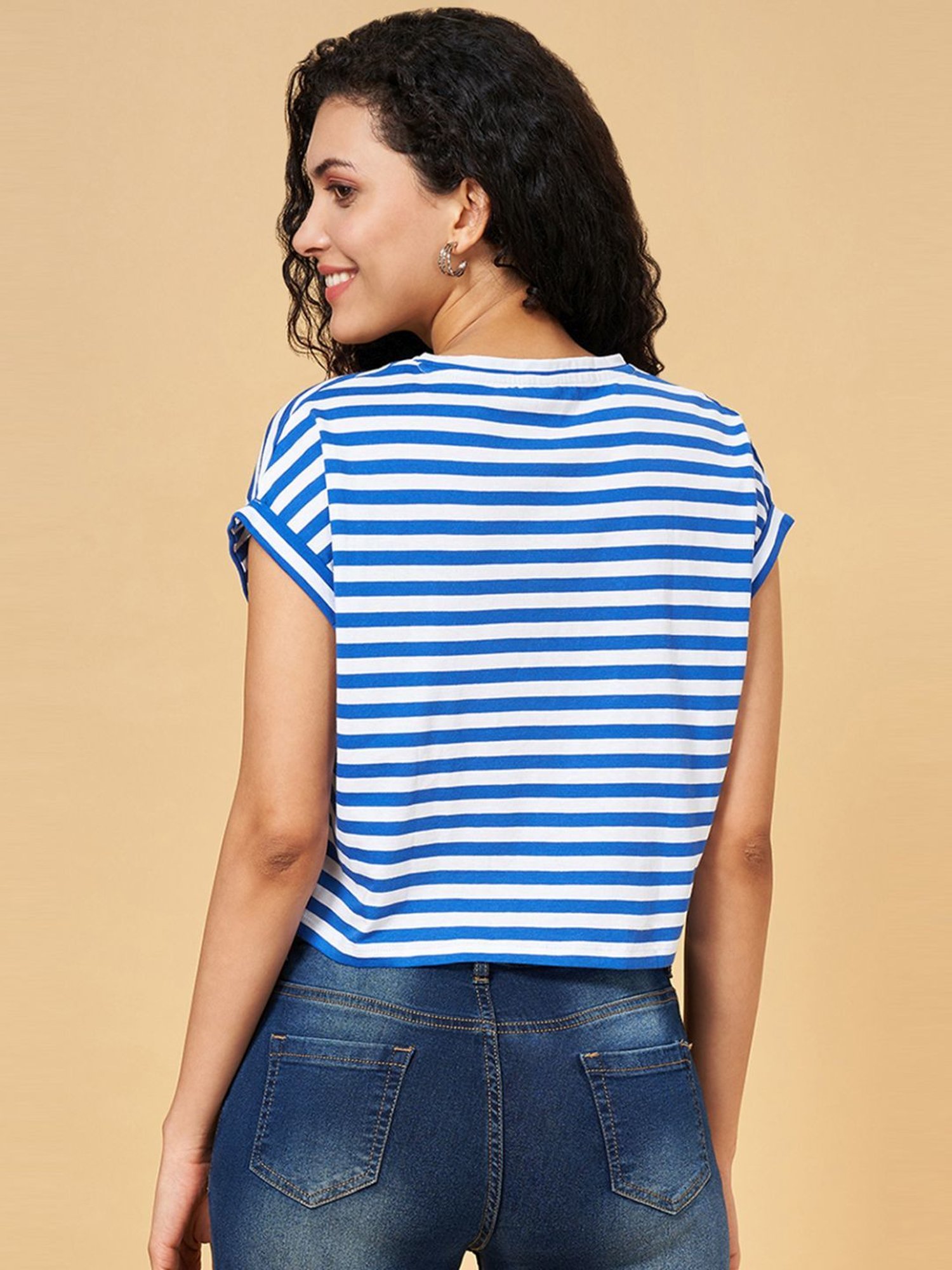 YU by Pantaloons Blue Printed Top