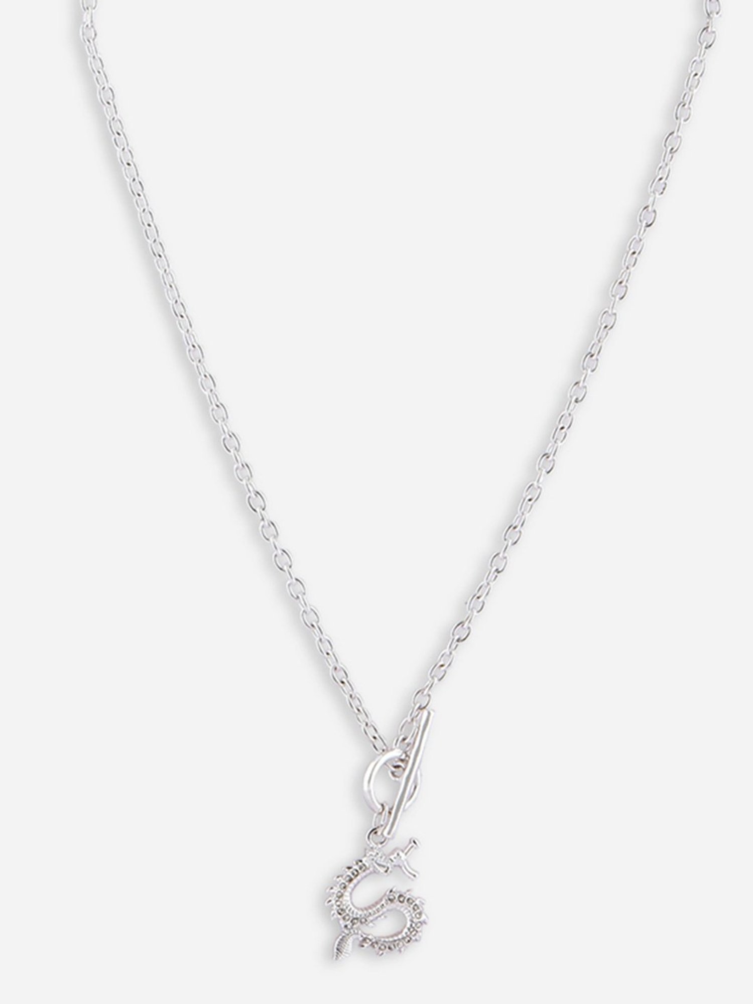 The Bro Code Silver-Plated Dragon Charm Cuban link Chain Necklace for Men