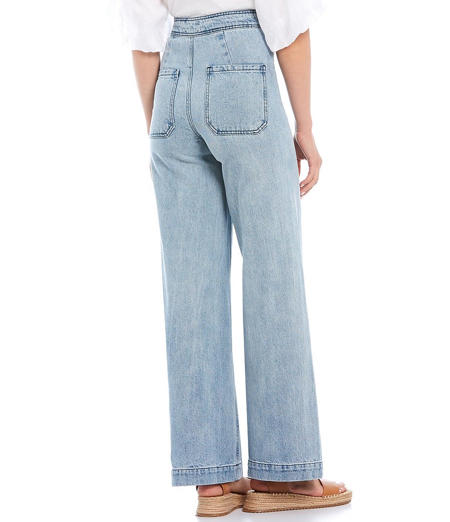 Every Button Front Wide Leg Full Length Jeans