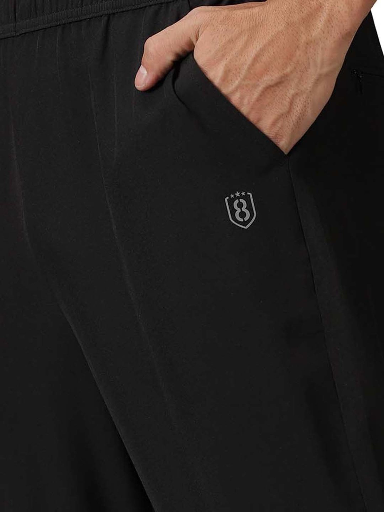 DOMIN8 Men Black Training Track Pants With Slant Pockets