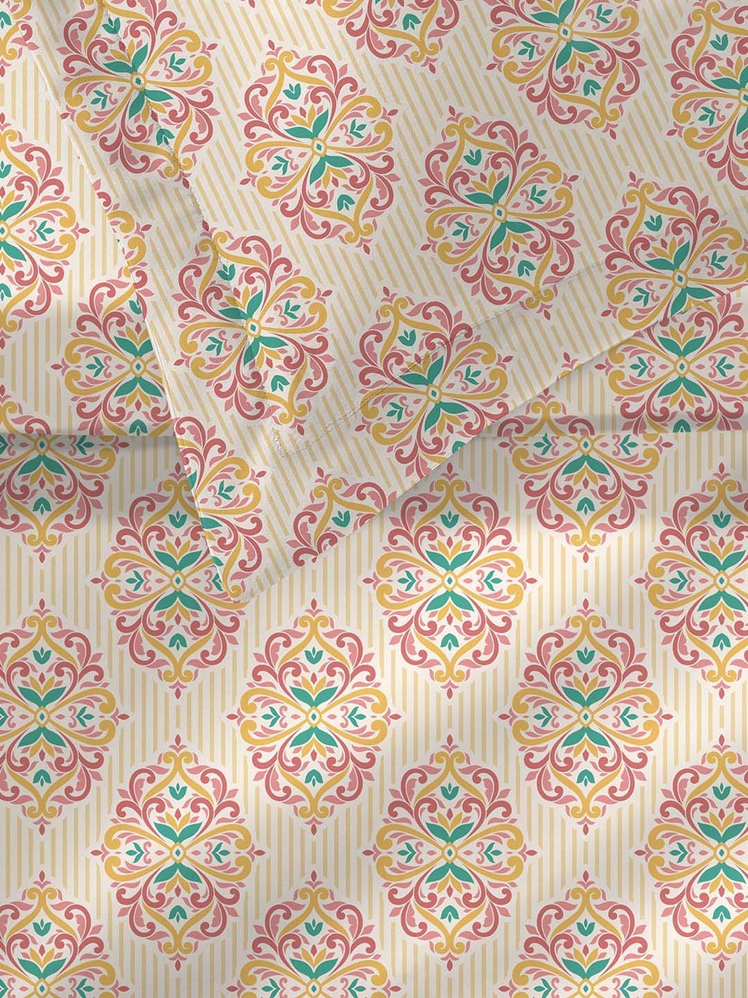 Layers Duracount Beige Cotton Blend 225 TC Single Size Bed Sheet with Pillow Cover