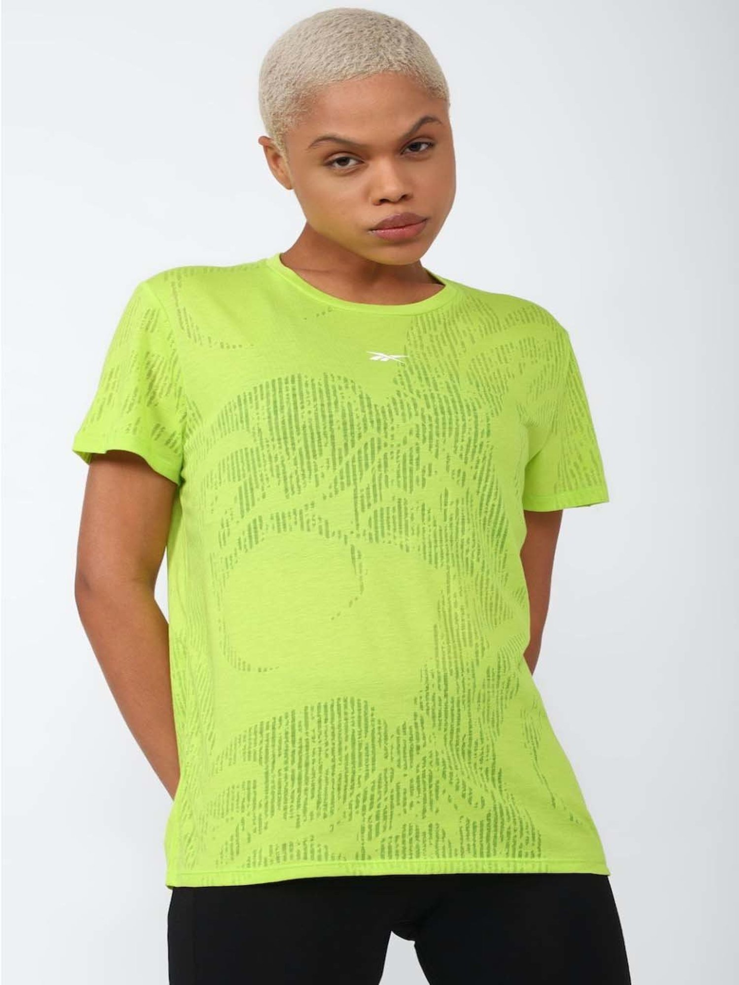 Reebok Green Printed T-Shirt