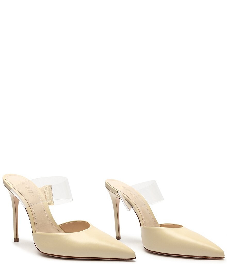 Schutz Sionne Clear Vinyl Pointed Toe Mules