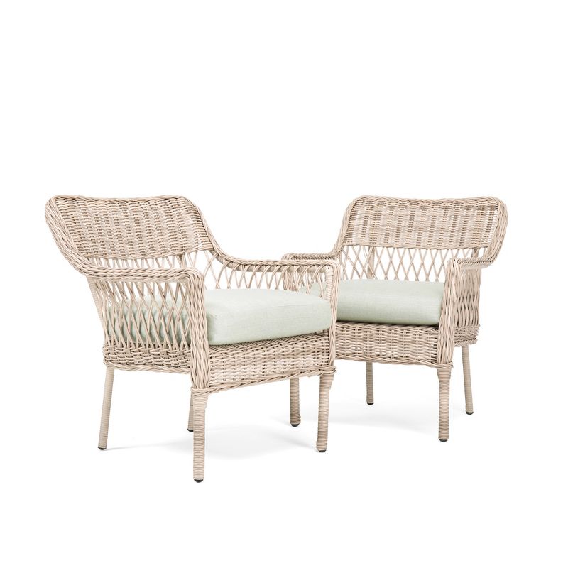 Colfax 2pk Wicker Outdoor Dining Chair with Sunbrella Cast Oasis Cushion - Blue Oak Outdoor