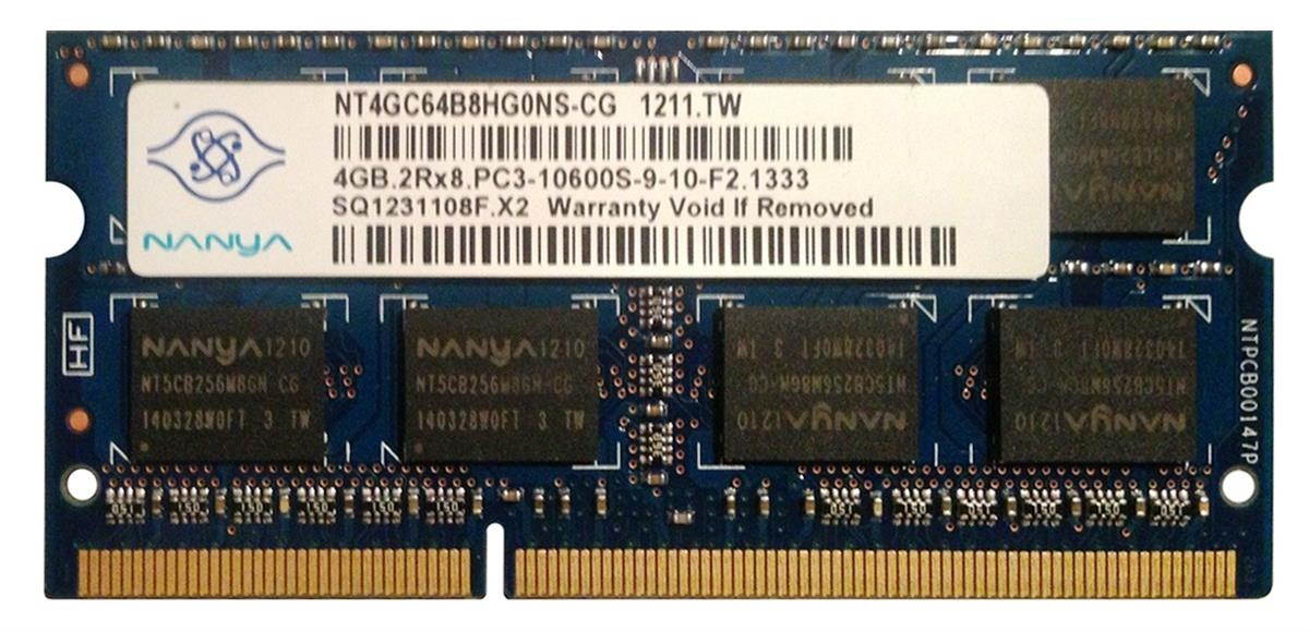 NANYA 4GB DDR3-1333MHZ 204-PIN LAPTOP MEMORY NT4GC64B8HG0NS-CG