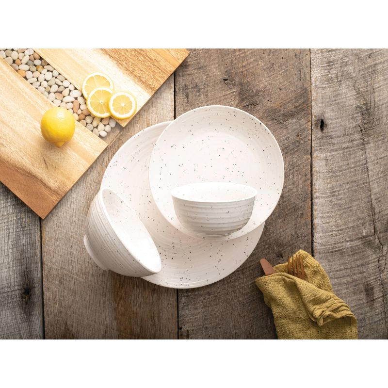 16pc Porcelain Marshall Dinnerware Set White - Elama