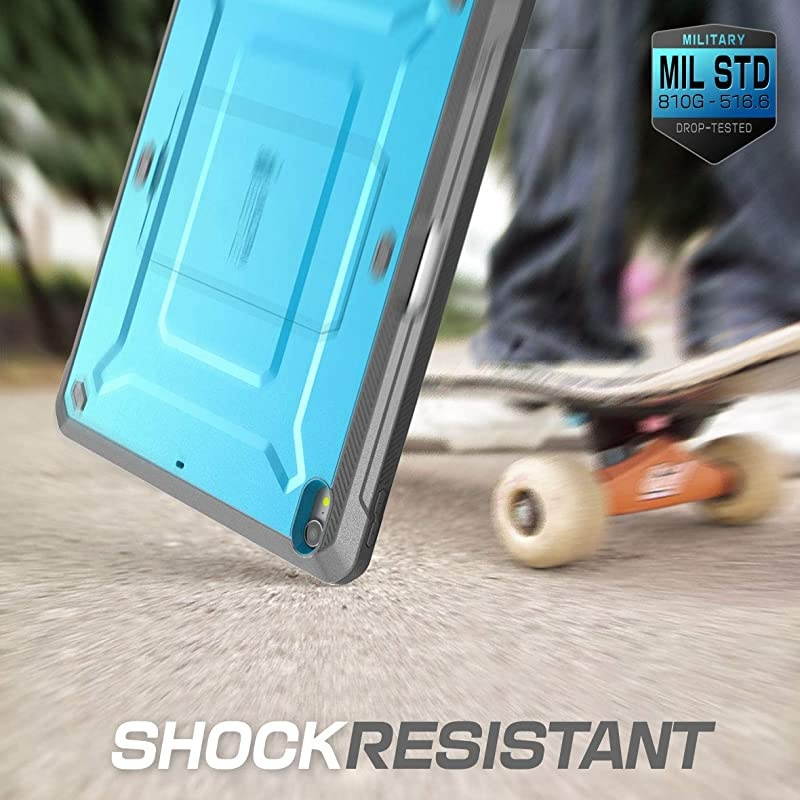 UB Pro Series Case for iPad Pro 11 2018 Release Support Pencil Charging with Builtin Screen Protector FullBody Rugged Kickstand Protective Case Blue