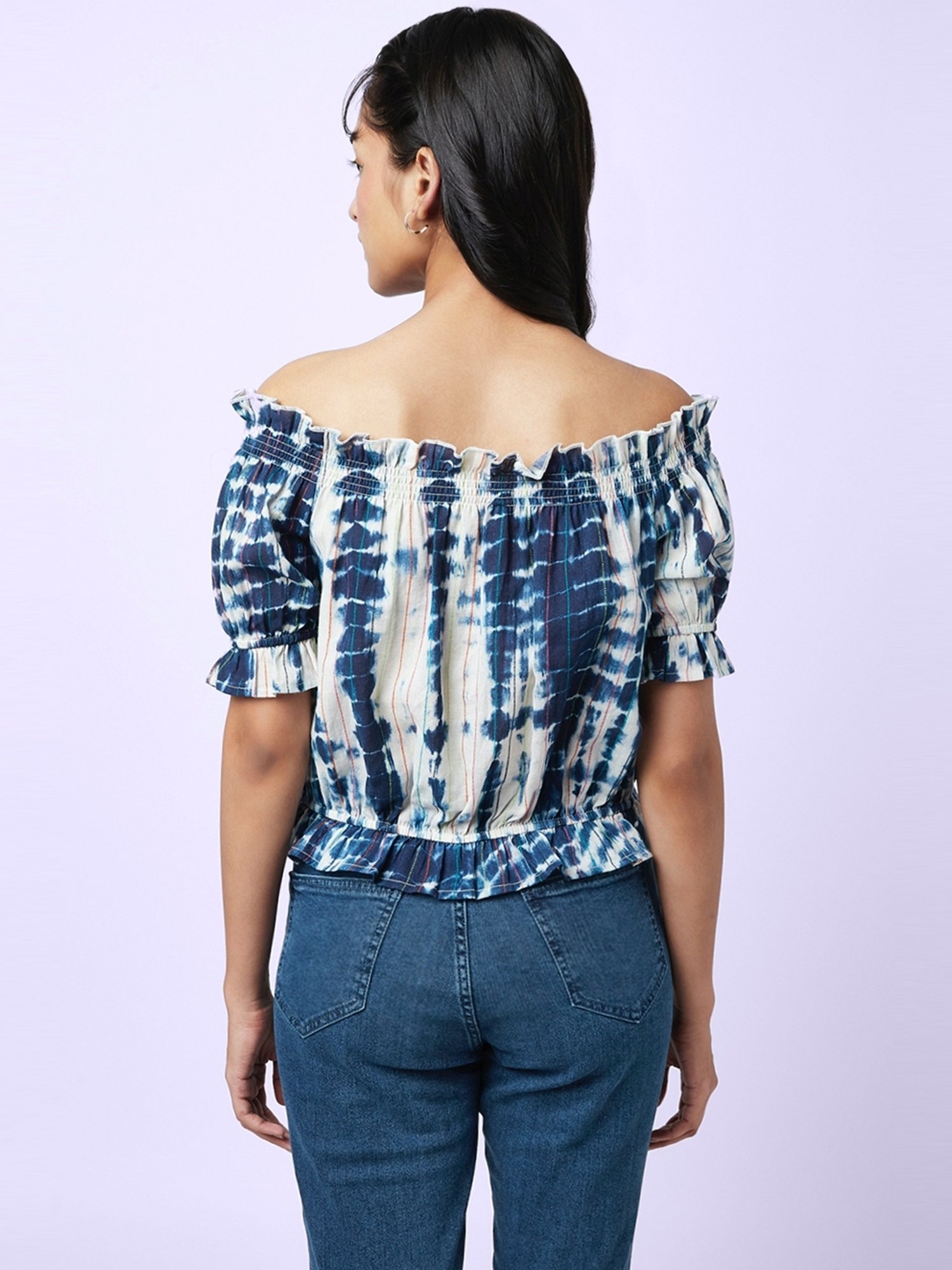 YU by Pantaloons Blue Printed Top