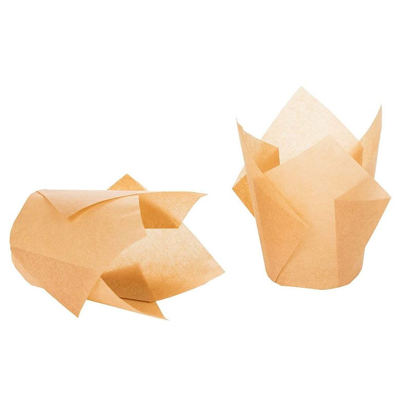 Juvale 300 Pack Medium Tulip Cupcake Liners, Baking Cups, Muffin Wrappers, for Birthday Party, Brown