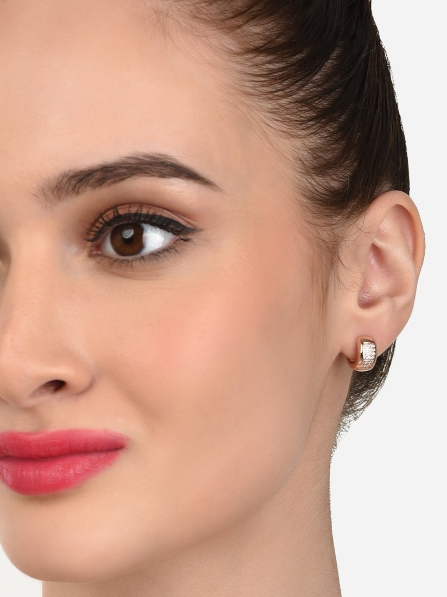 Zaveri Pearls Set of 2 Rose Gold Contemporary Hoop Earrings - ZPFK12799