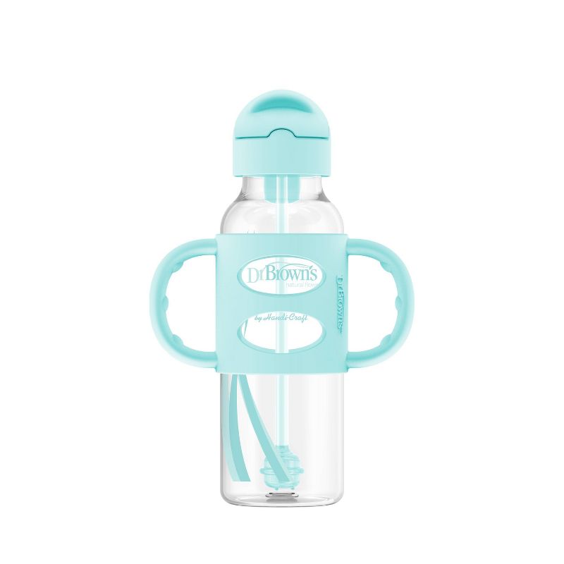 Dr. Brown's Options+ Sippy Straw Bottle with Silicone Handle – Aqua