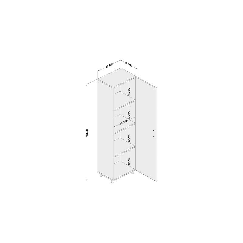 58.89" Beverly 4 Shelf Storage Cabinet White - Chique