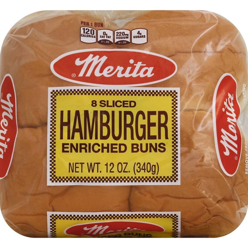 Merita White Hamburger Buns 8ct 12oz