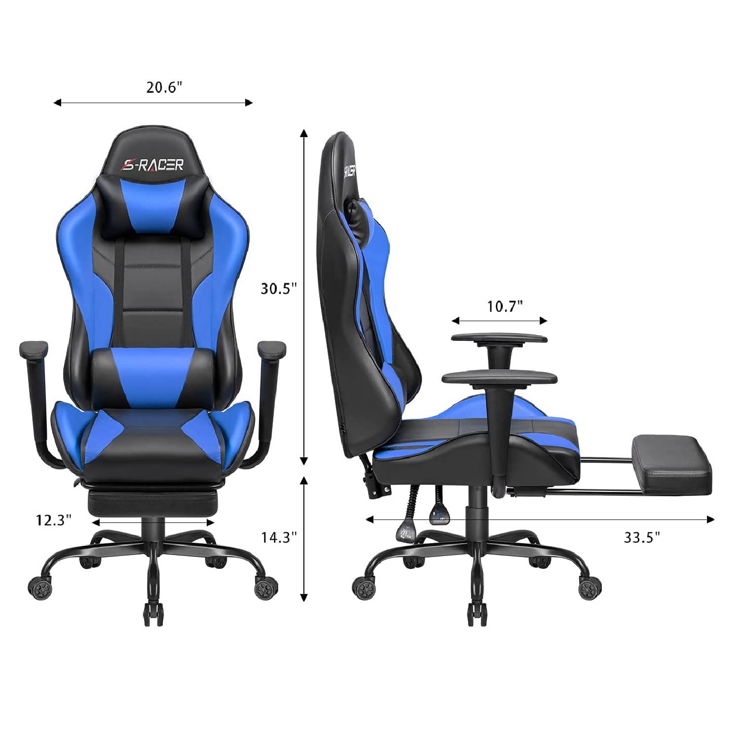 Homall Gaming Chair Computer Office Chair Ergonomic Desk Chair with Footrest Racing Executive Swivel Chair Adjustable Rolling Task Chair (Green)