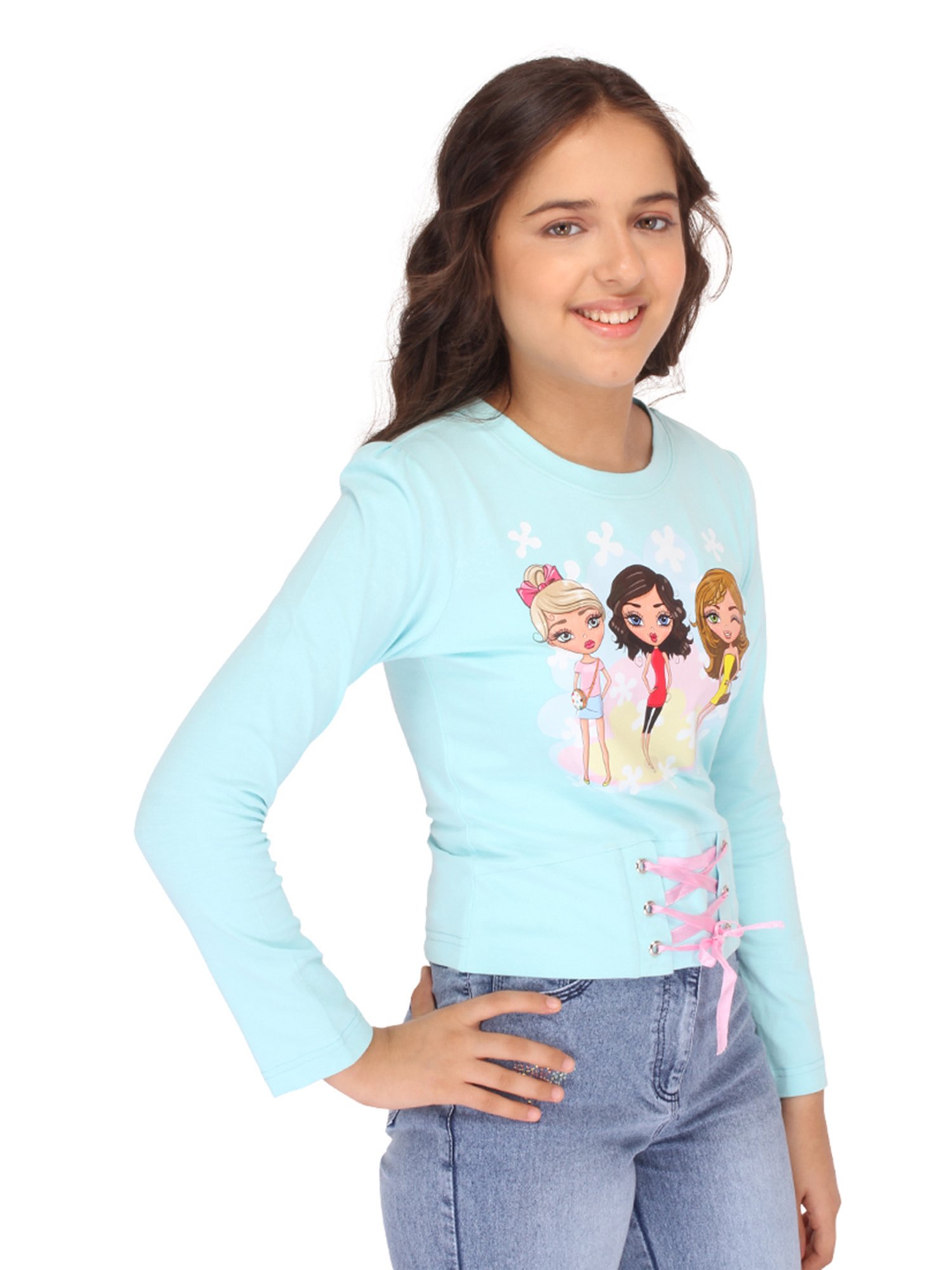 Cutecumber Kids Aqua Printed Full Sleeves Top
