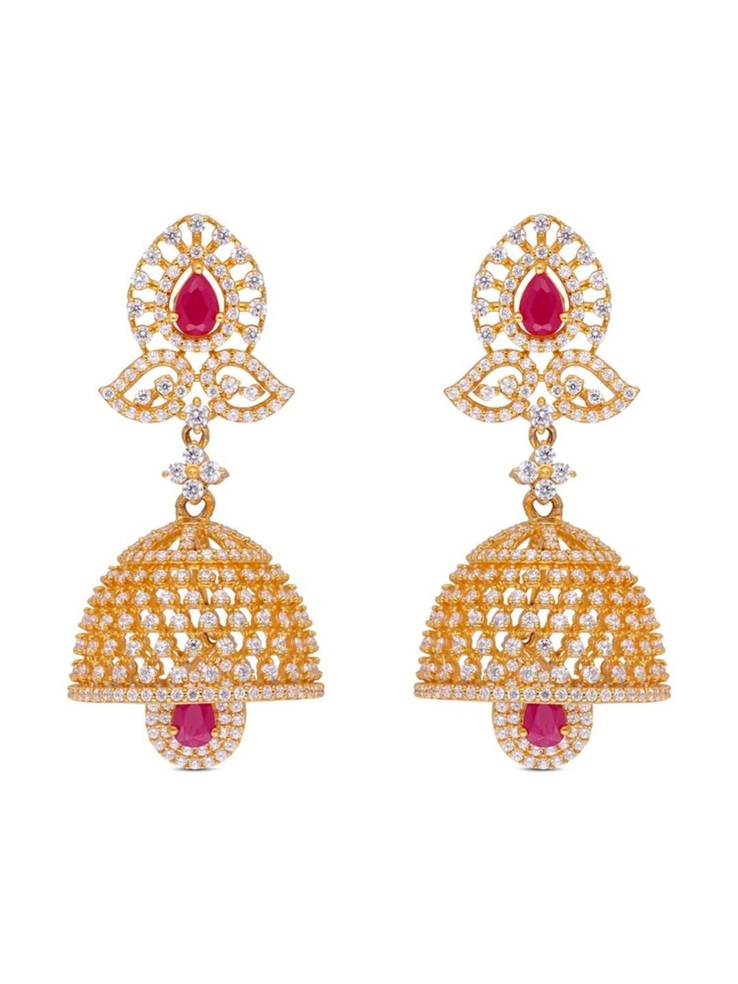 CKC Radiant Charm: Gold Jumka with Zircon and Ruby Stones