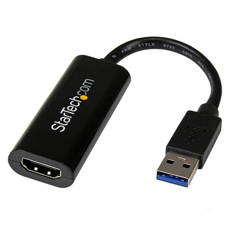 com USB 3.0 to HDMI Adapter - 1080p (1900x1200) - Slim/Compact USB Type-A to HDMI Display Adapter Converter for Monitor - External Video & Graphics Card - Black - Windows Only (USB32HDES)