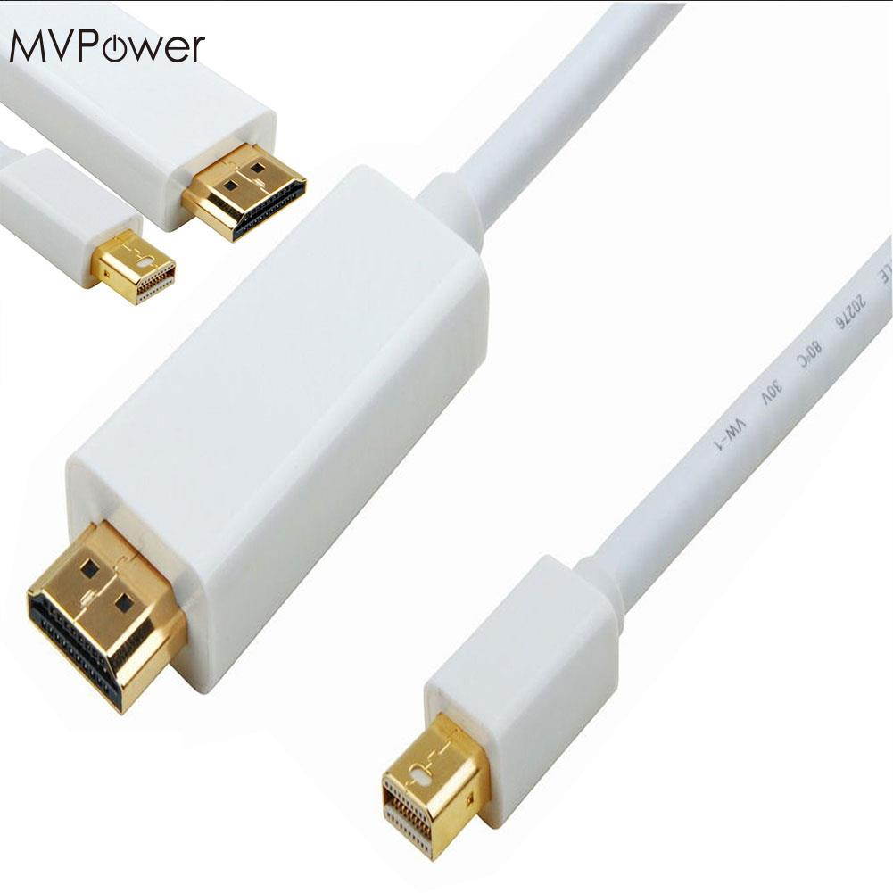 MVPower 5M Mini Display Port DP to HDMI TV HDTV Cable Cord Adapter Audio Video Cables for MacBook Pro Portable