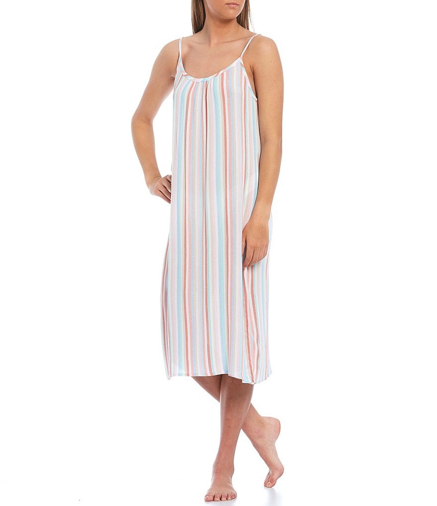 PJ Salvage Striped Print Sleeveless Modal Long Chemise