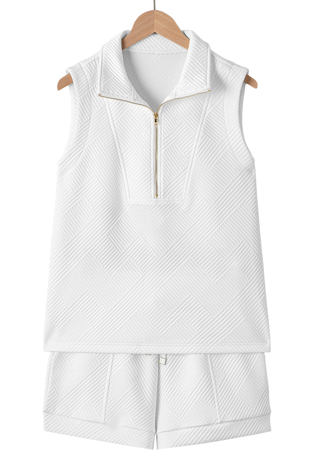 Skobeloff Textured Ruffle Split Top and Drawstring Shorts Set