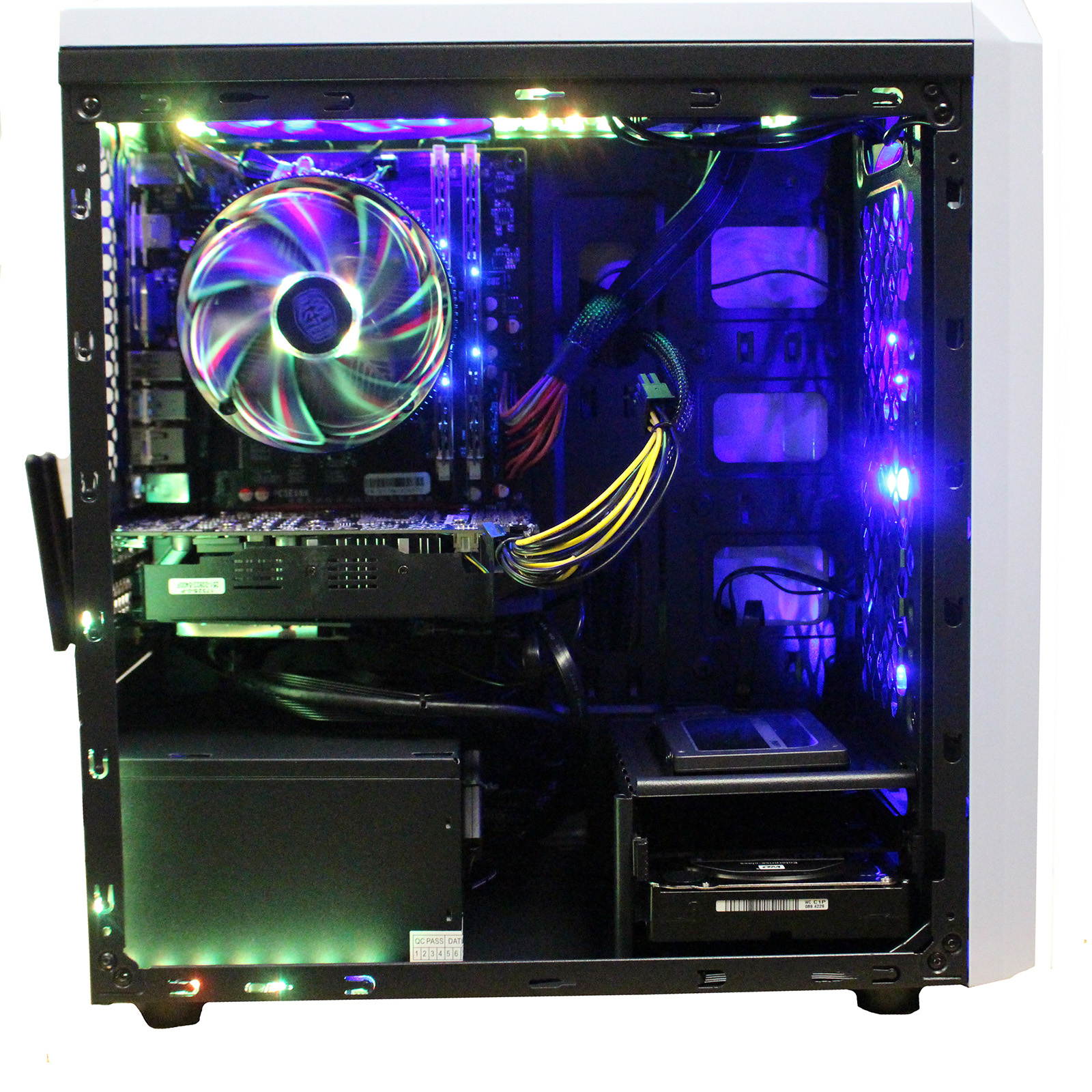 Custom RGB DIY Intel Gaming PC i7-3770 Quad Core 3.4Ghz 16GB Crucial Ballistix DDR3 RAM 500GB SSD 2TB HD GeForce GTX 1060 3GB HDMI WiFi LG DVDRW Windows 10 Pro