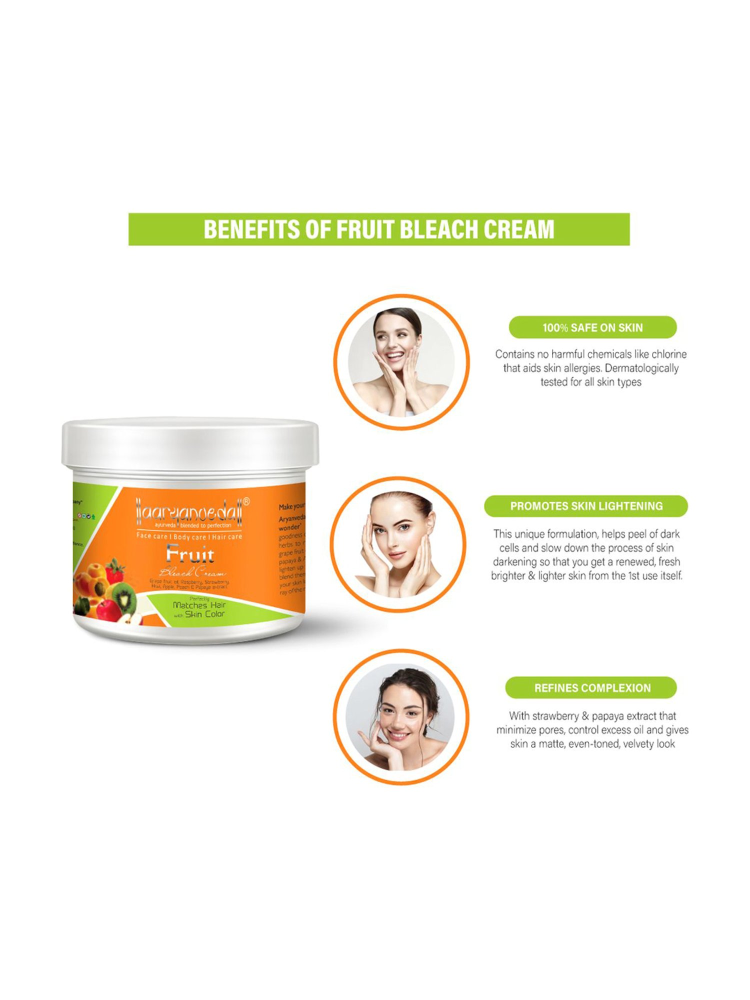 Aryanveda Herbal Fruit Bleach Cream - 250 ml