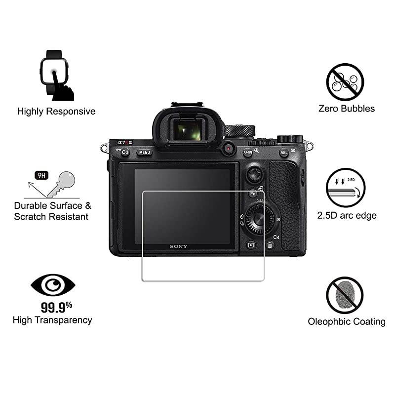 3Pack Tempered Glass Screen Protector for Sony A9 A7II A7RII A7SII A77II A99II RX100 RX100V RX1 RX1R RX10 RX10II  03mm 25D 9H screen protector for A7R3 A73 A72 A7R2 A7S2 A7R Mark 2