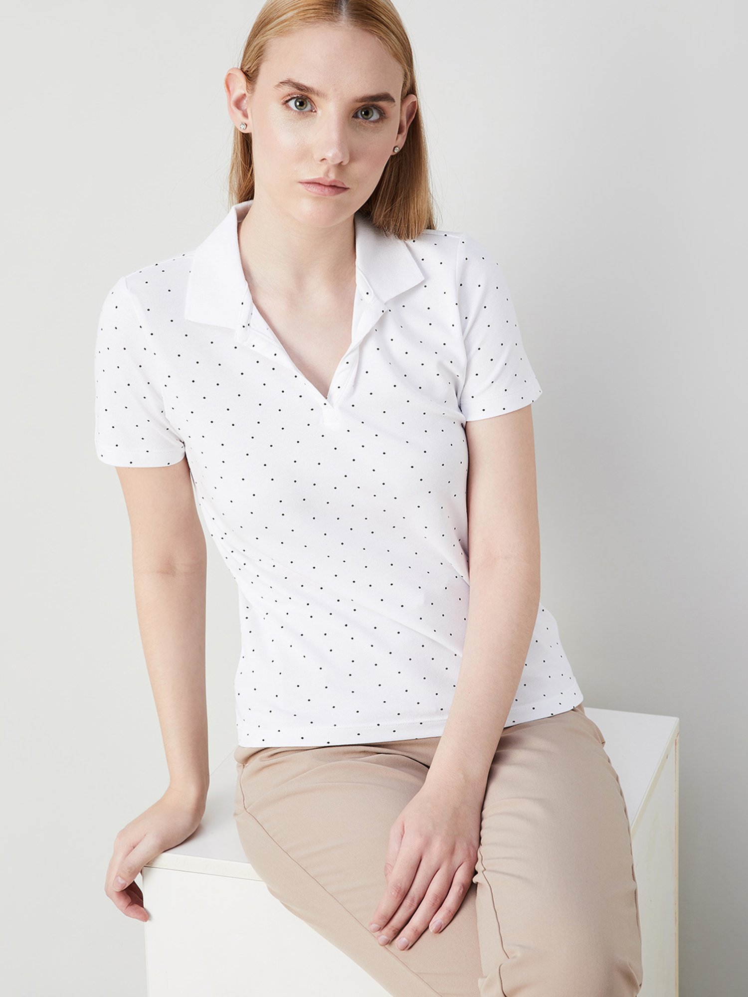 Code by Lifestyle Off White Printed Polo T-Shirt