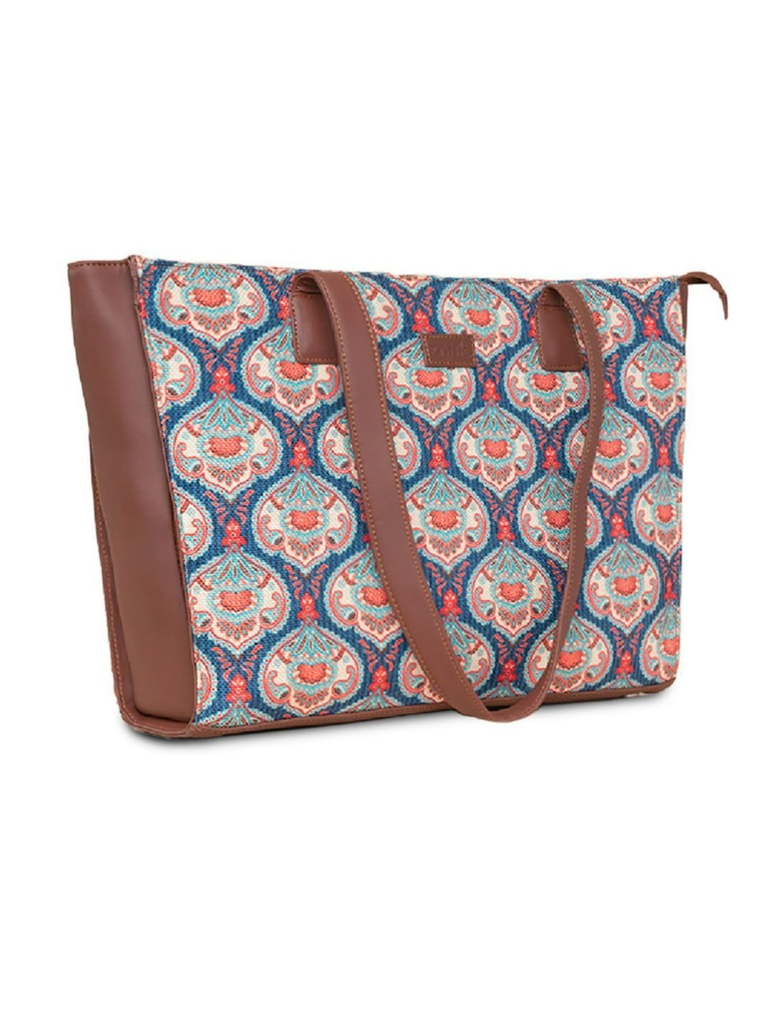 ZOUK Blue Printed Large Tote Bag