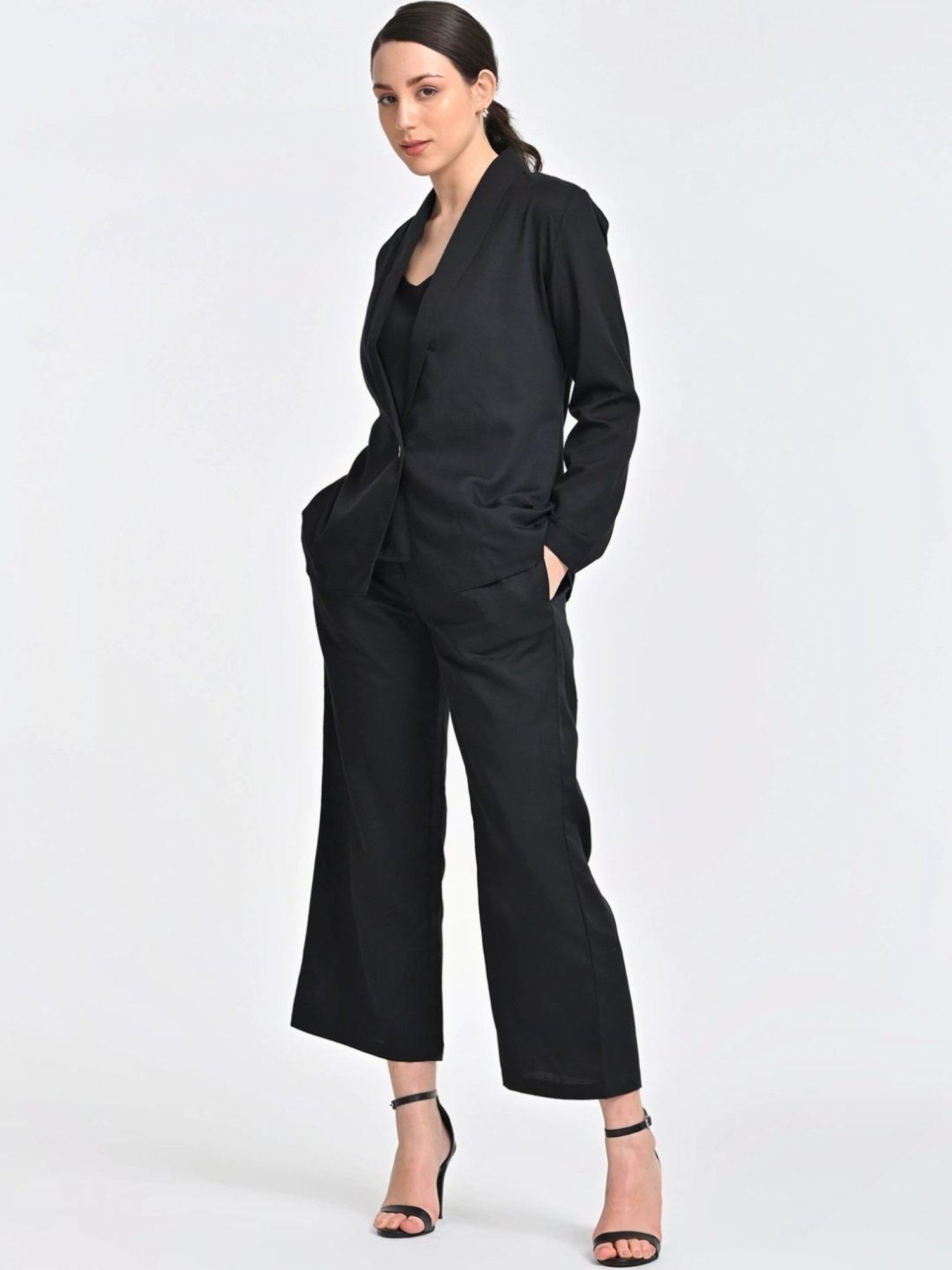 Saltpetre Black 3 Piece Overlay And Slip Top With Trousers Co-ords Set