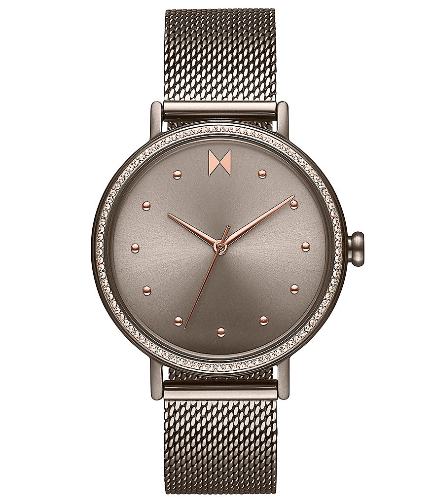 MVMT Women's Star Crystal Taupe Mesh Bracelet Watch