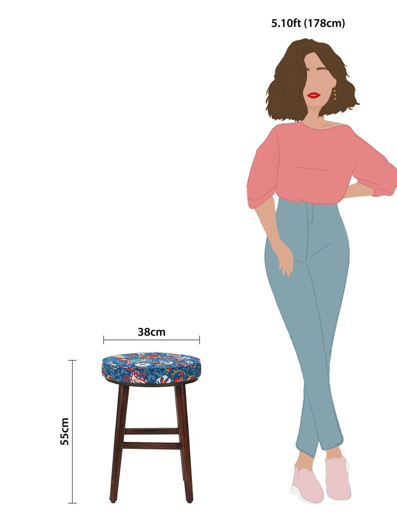 Chumbak French Sahara Solid Mustard Yellow Wood Ottoman