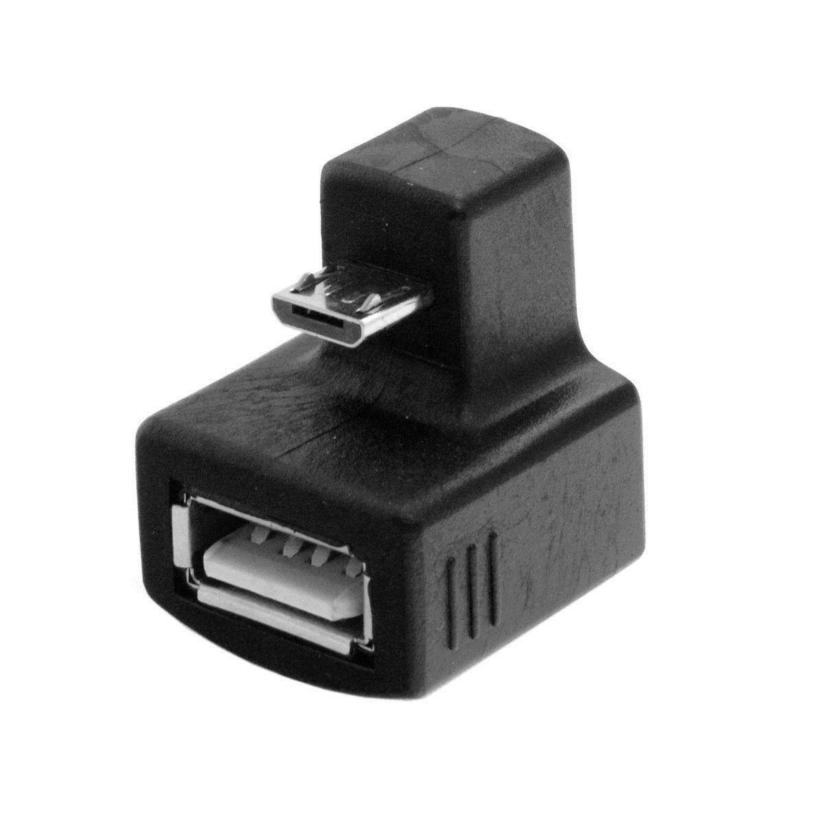 Micro USB OTG 180 Down Right Angled to USB 2.0 Female Extension Adapter