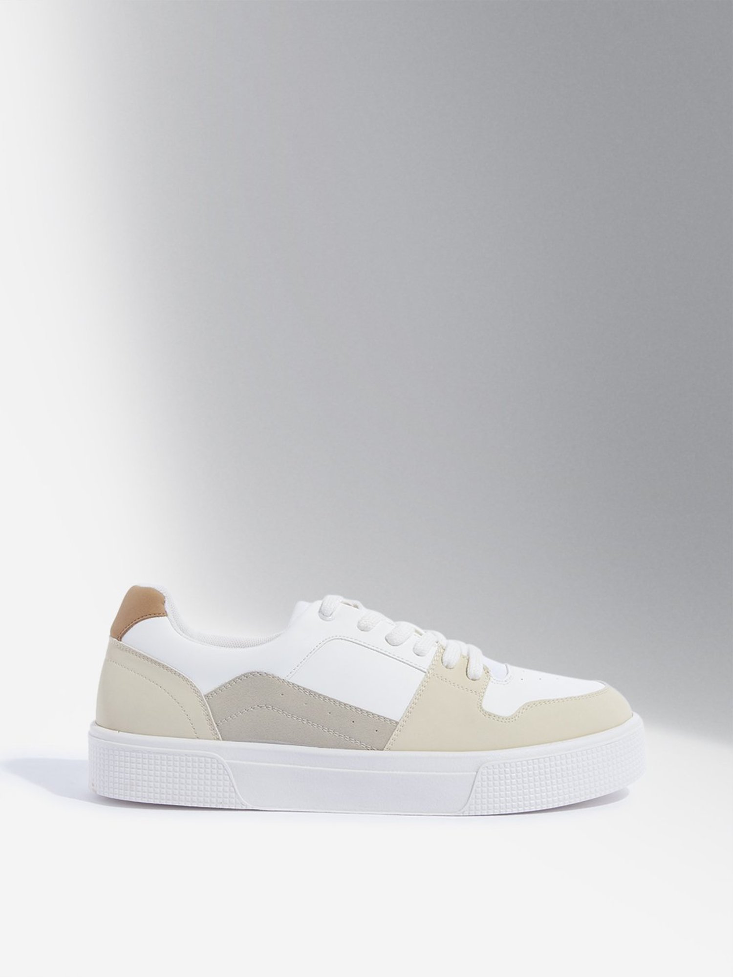 SOLEPLAY by Westside Beige Colour-Blocked Lace-Up Sneakers