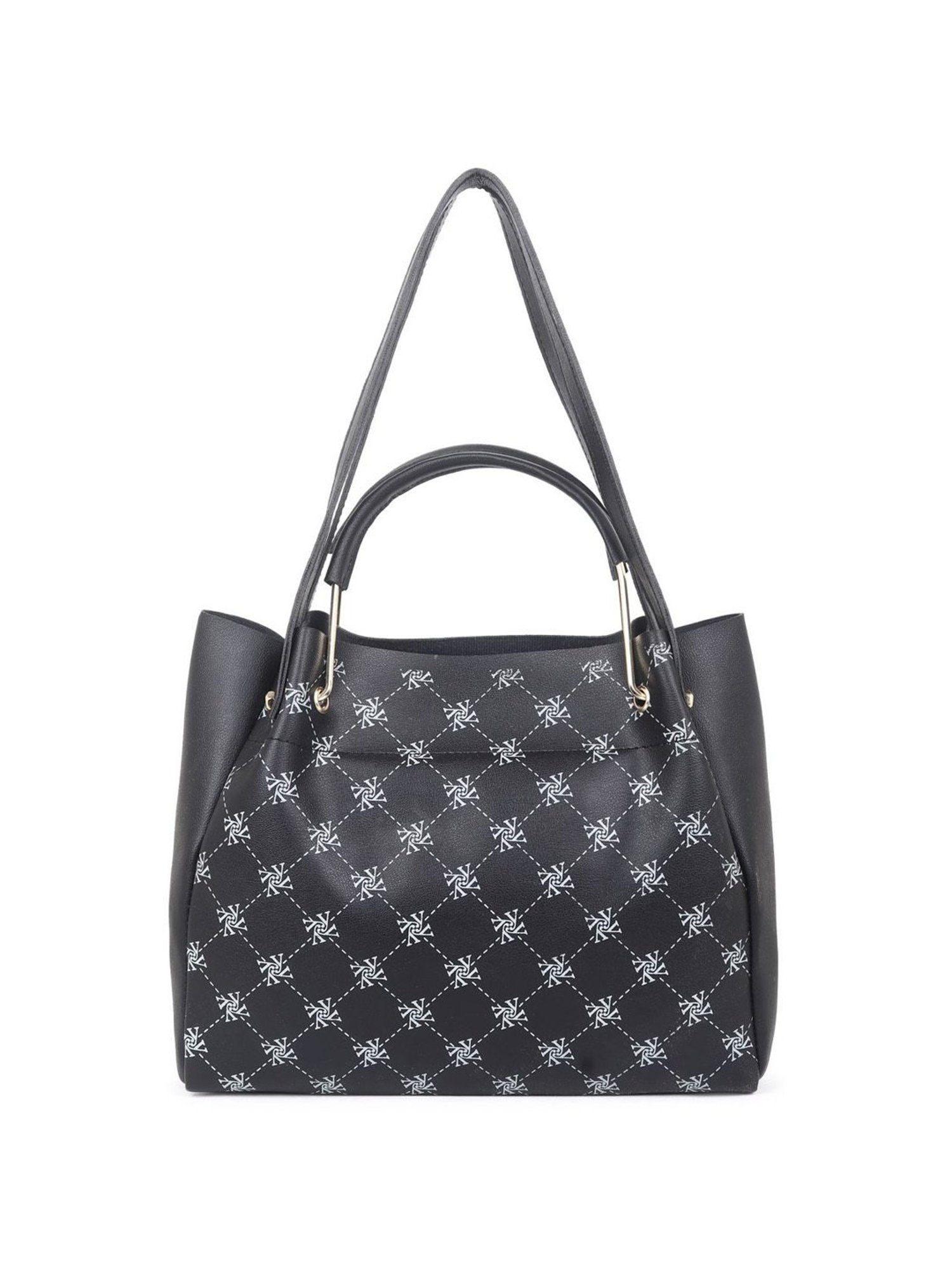 Yelloe Black Synthetic Printed Shoulder Handbag with Sling Handbag